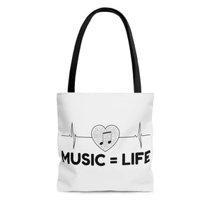 Music = Life AOP Tote Bag